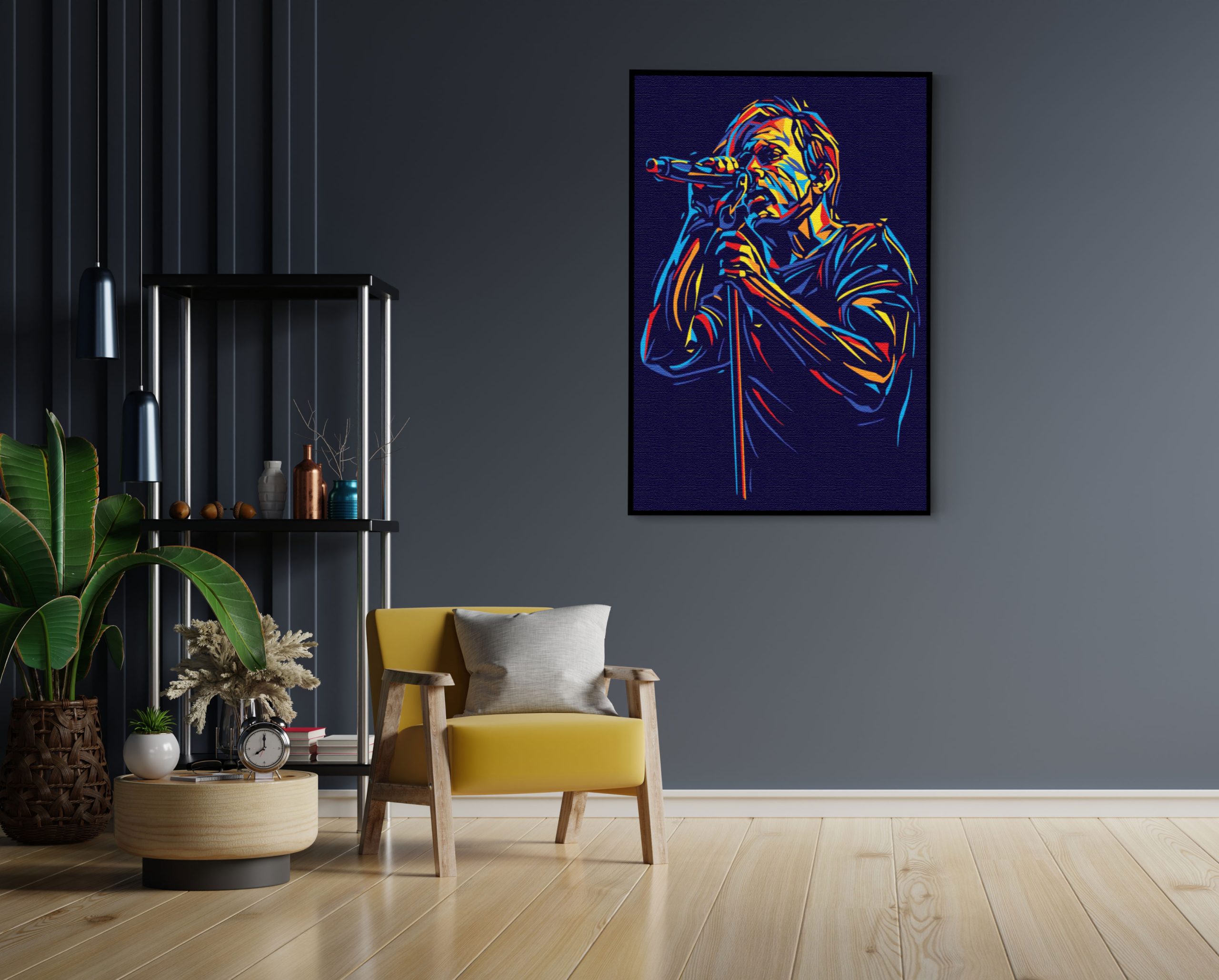 Akoestisch Schilderij Kleurrijke Zanger 02 Rechthoek Verticaal Template 50 70 verticaal muziek 17 1 scaled 1