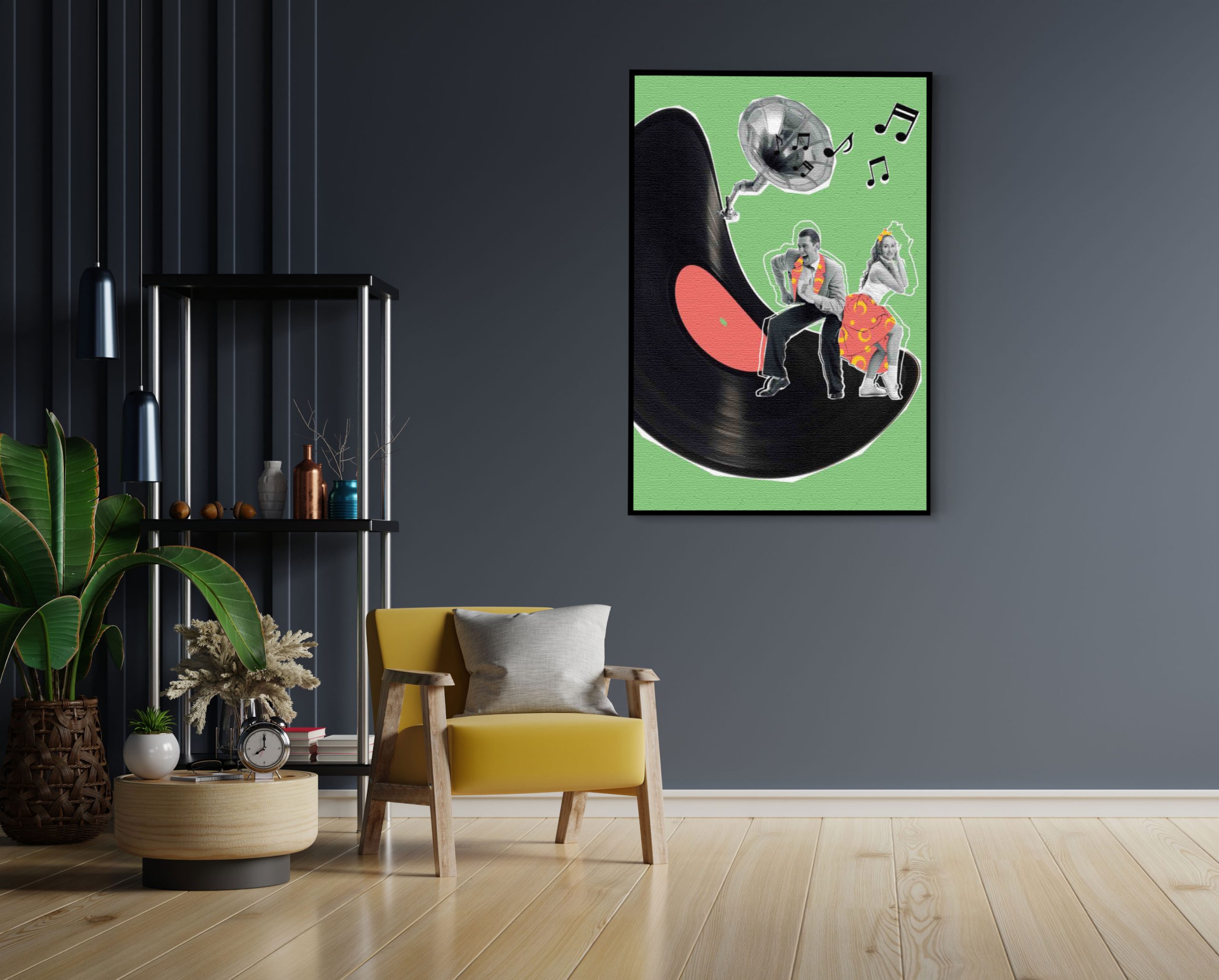 Akoestisch Schilderij The Dancing Disco Rechthoek Verticaal Template 50 70 verticaal muziek 2 1 scaled 1