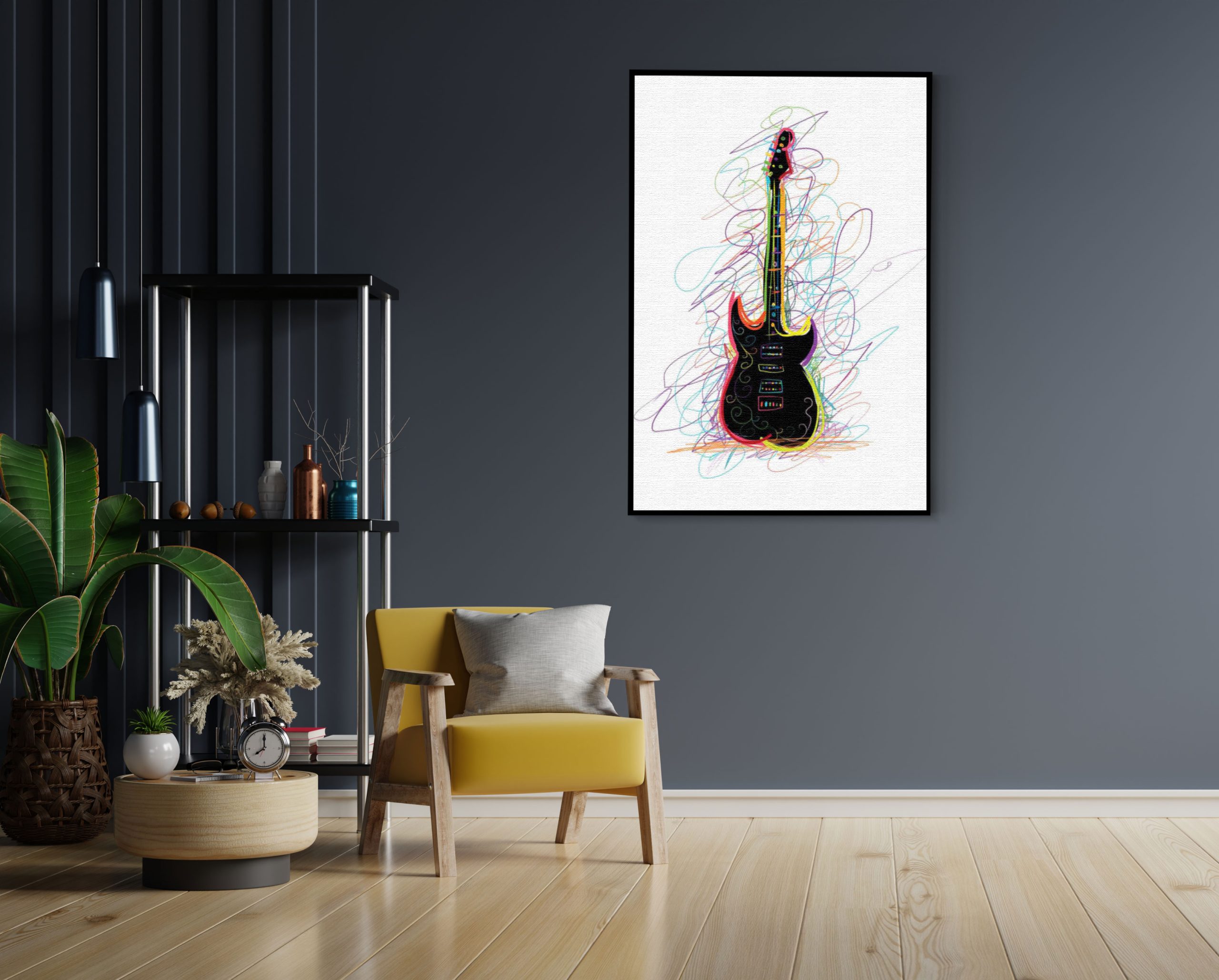 Akoestisch Schilderij Rock Gitaar Op Witte Achtergrond Rechthoek Verticaal Template 50 70 verticaal muziek 22 1 scaled 1