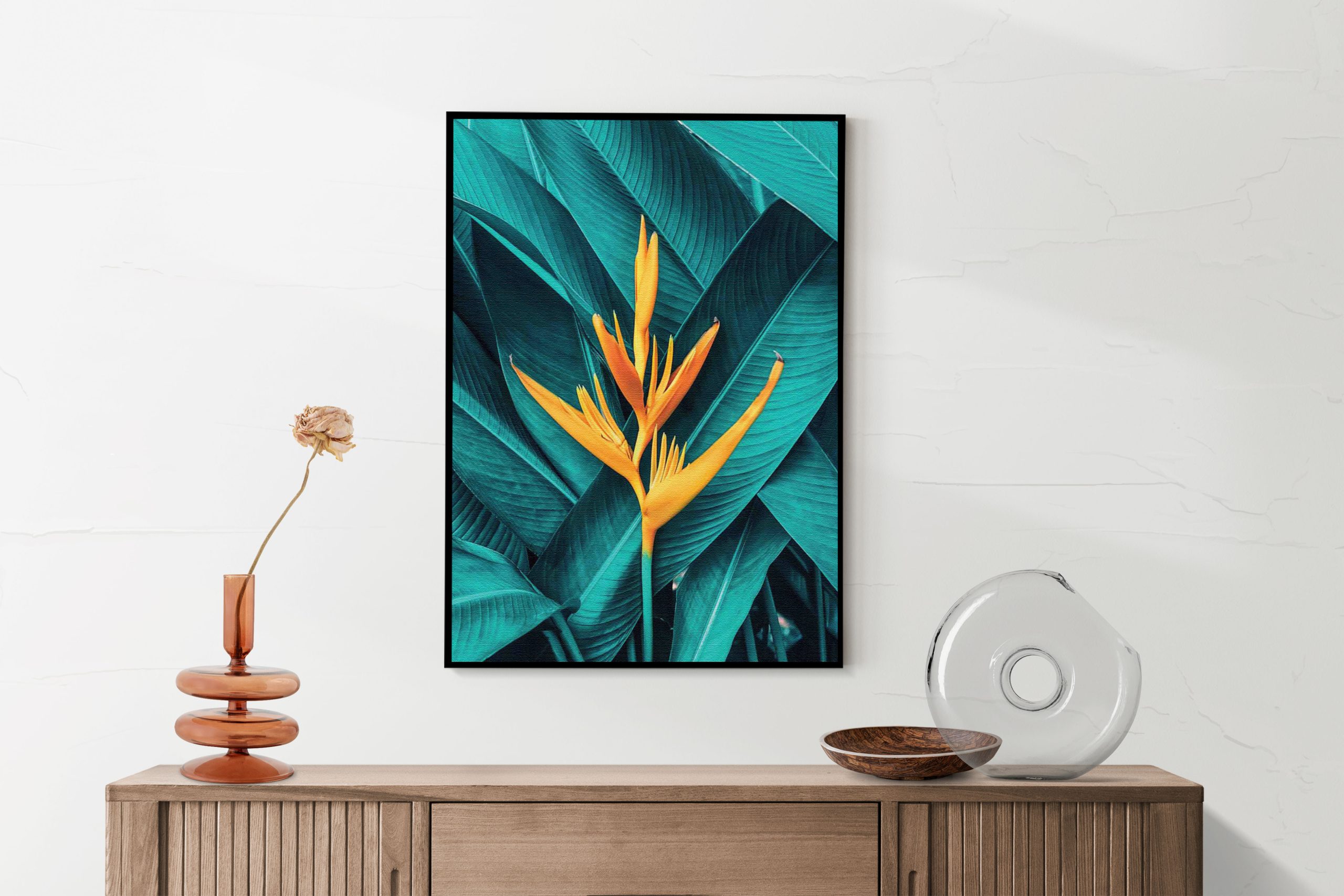 Akoestisch Schilderij Gele bloem in een blauw bladerdeken Rechthoek Verticaal Template 50 70 verticaal natuur 91 2 scaled 1