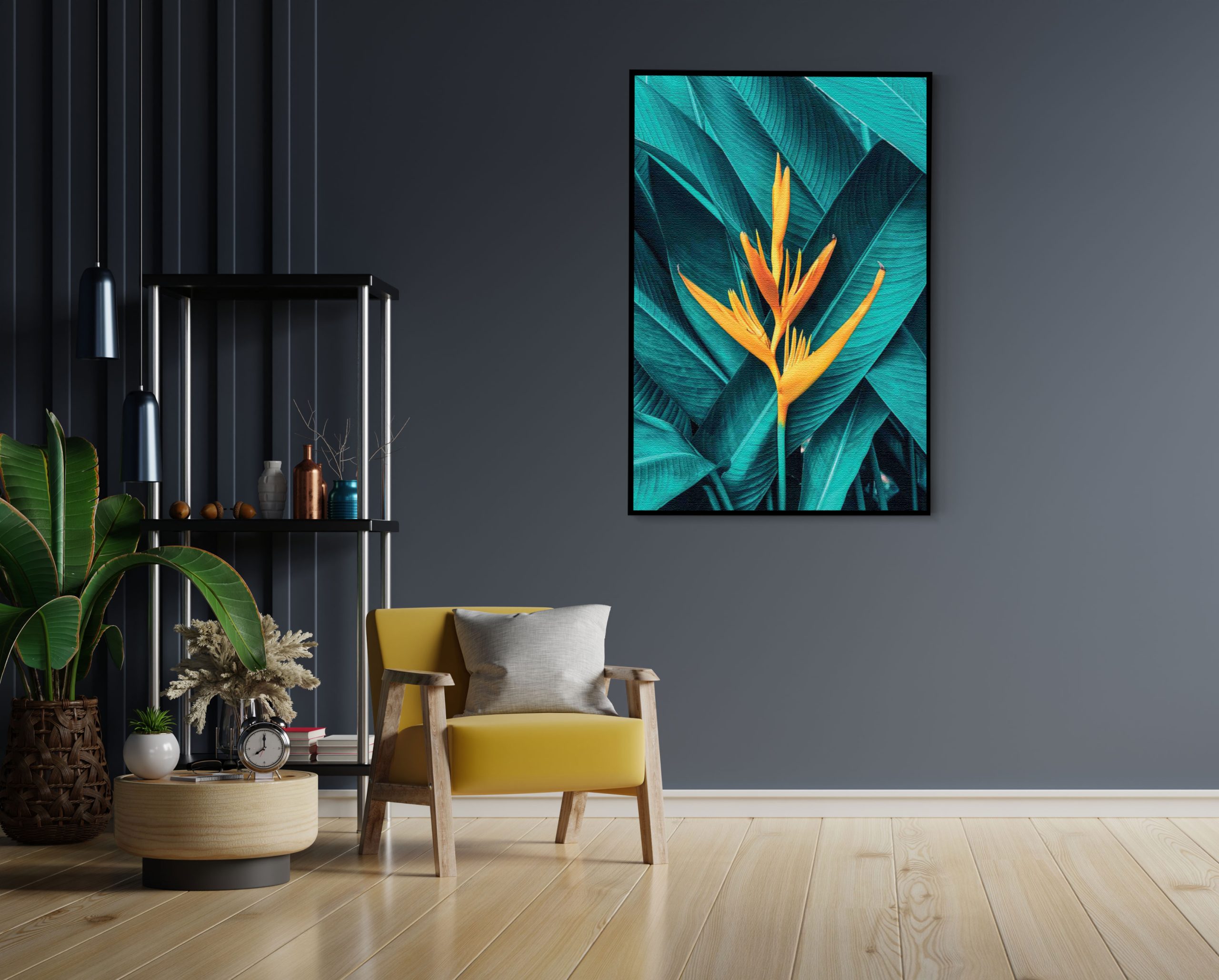 Akoestisch Schilderij Gele bloem in een blauw bladerdeken Rechthoek Verticaal Template 50 70 verticaal natuur 91 scaled 1