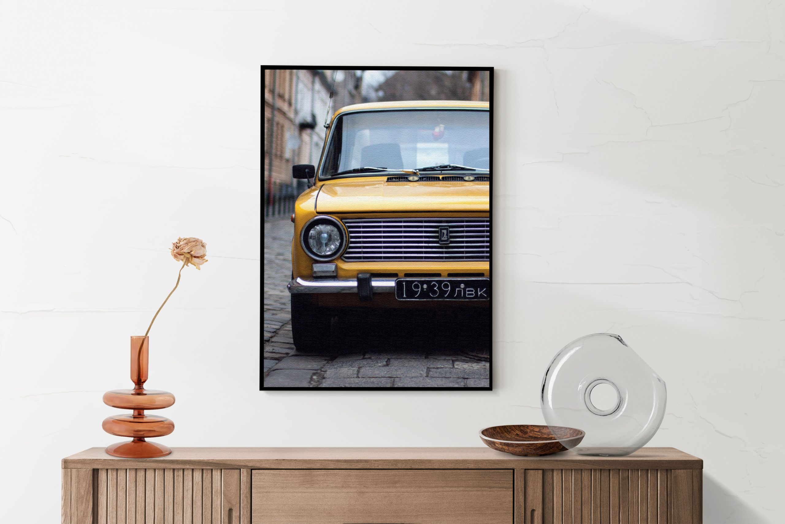 Akoestisch Schilderij Old School Gele Taxi 01 Rechthoek Verticaal Template 50 70 verticaal retro 7 2 scaled 1