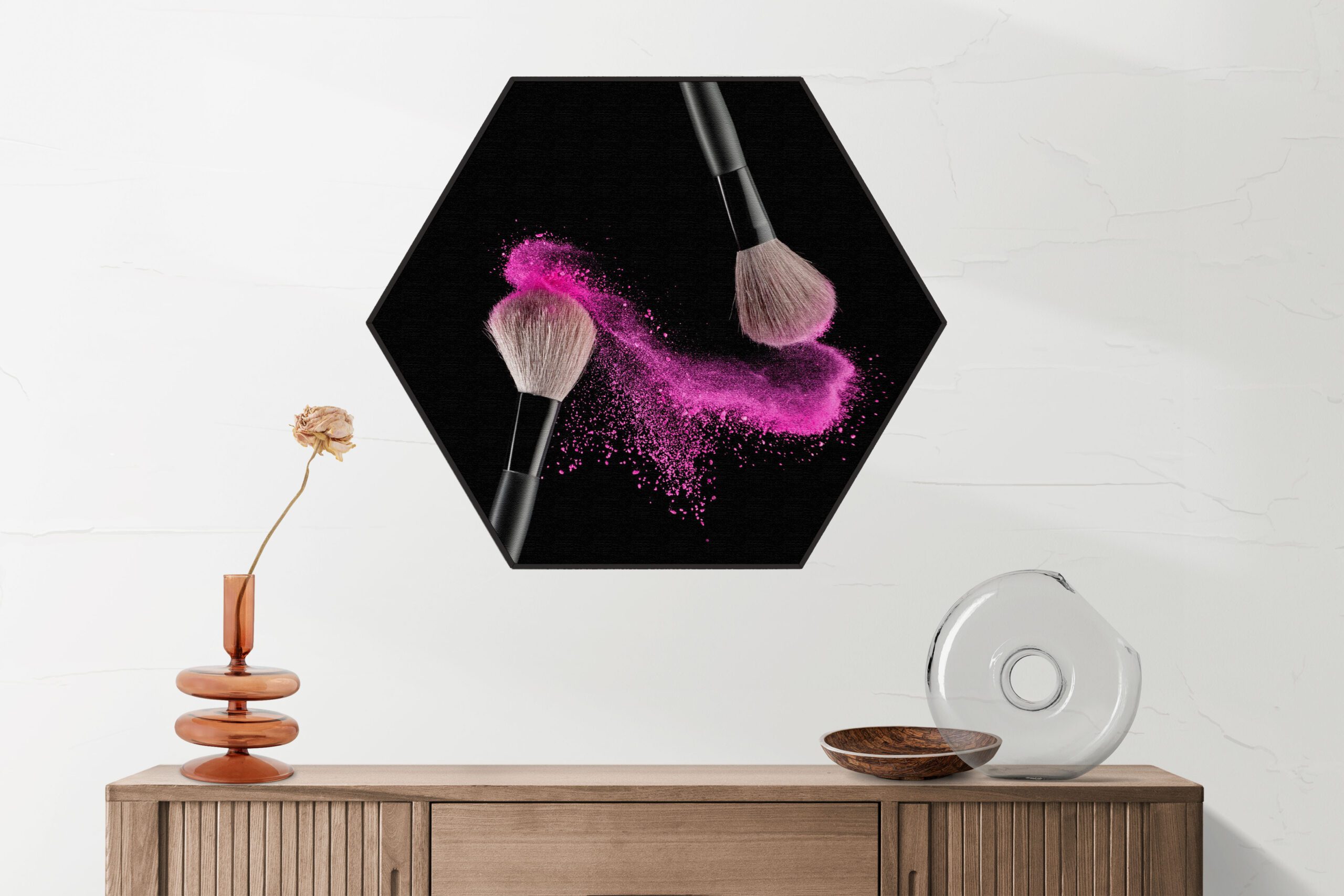 Akoestisch Schilderij Make up Poederkwasten Roze Hexagon Template Hexagon Beauty 1 2 scaled 1