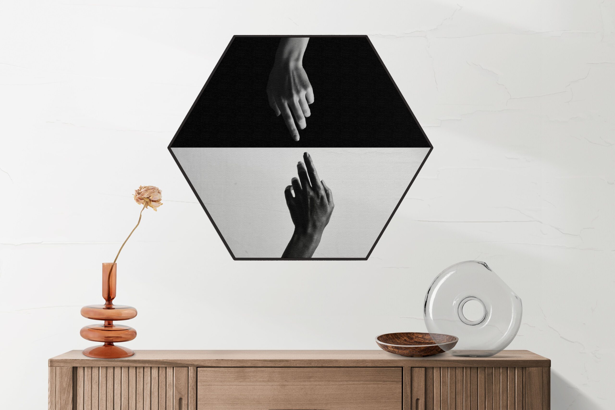 Akoestisch Schilderij De aanraking Black and White Hexagon Template Hexagon Beauty 10 1 1 scaled 1