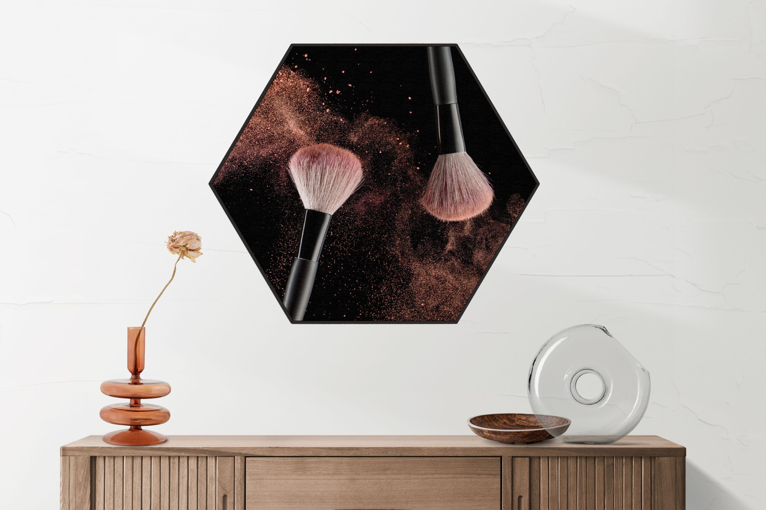 Akoestisch Schilderij Make up Poederkwasten Roze Hexagon Template Hexagon Beauty 2 3 scaled 1