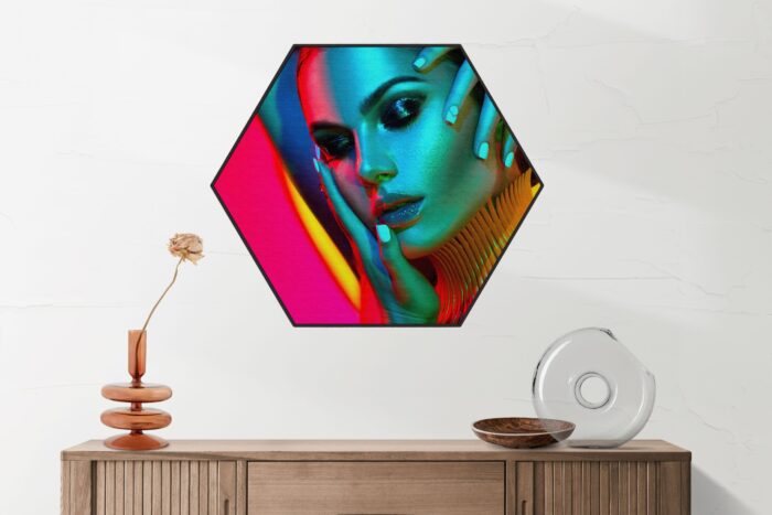 Akoestisch Schilderij Kleurrijke Vrouw Hexagon Template Hexagon Beauty 5 1 1 scaled 1