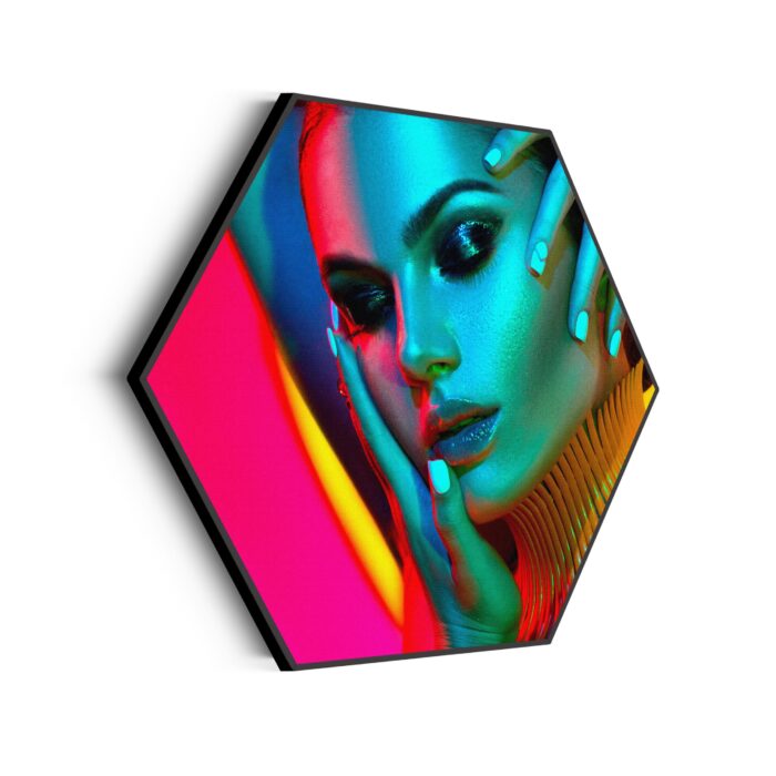 Akoestisch Schilderij Kleurrijke Vrouw Hexagon Template Hexagon Beauty 5 scaled 1