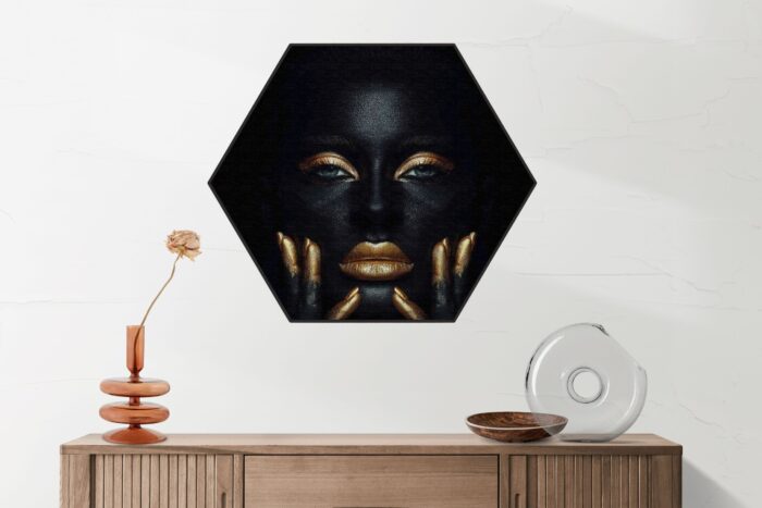 Akoestisch Schilderij Dame Gouden Make up Hexagon Template Hexagon Lifestyle 1 2 scaled 1