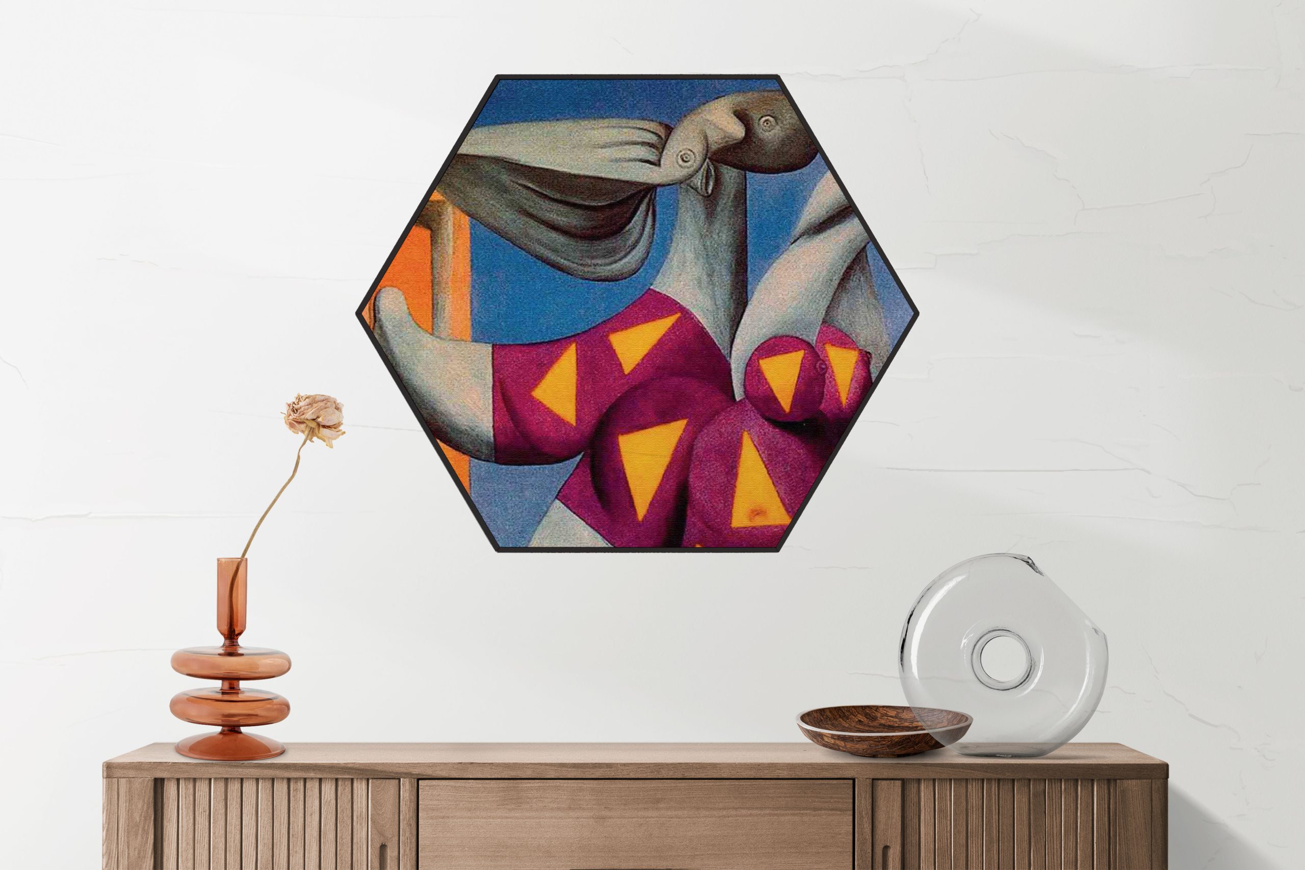 Akoestisch Schilderij Johannes Vermeer Meisje met de parel 1665-1167 Hexagon Template Hexagon OM 10 2 scaled 1