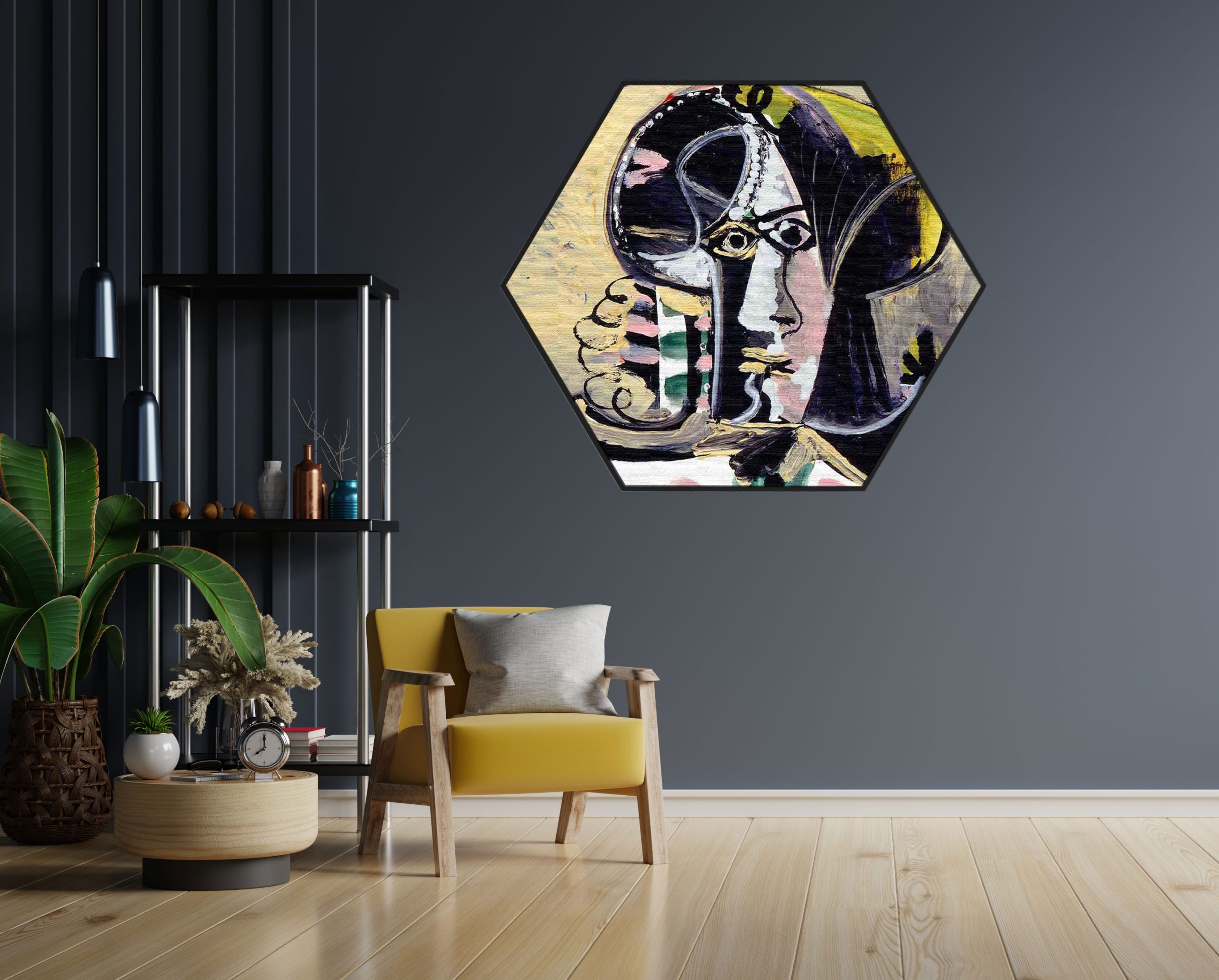 Akoestisch Schilderij Picasso Portret van een vrouw 1971 Hexagon Template Hexagon OM 15 1 scaled 1