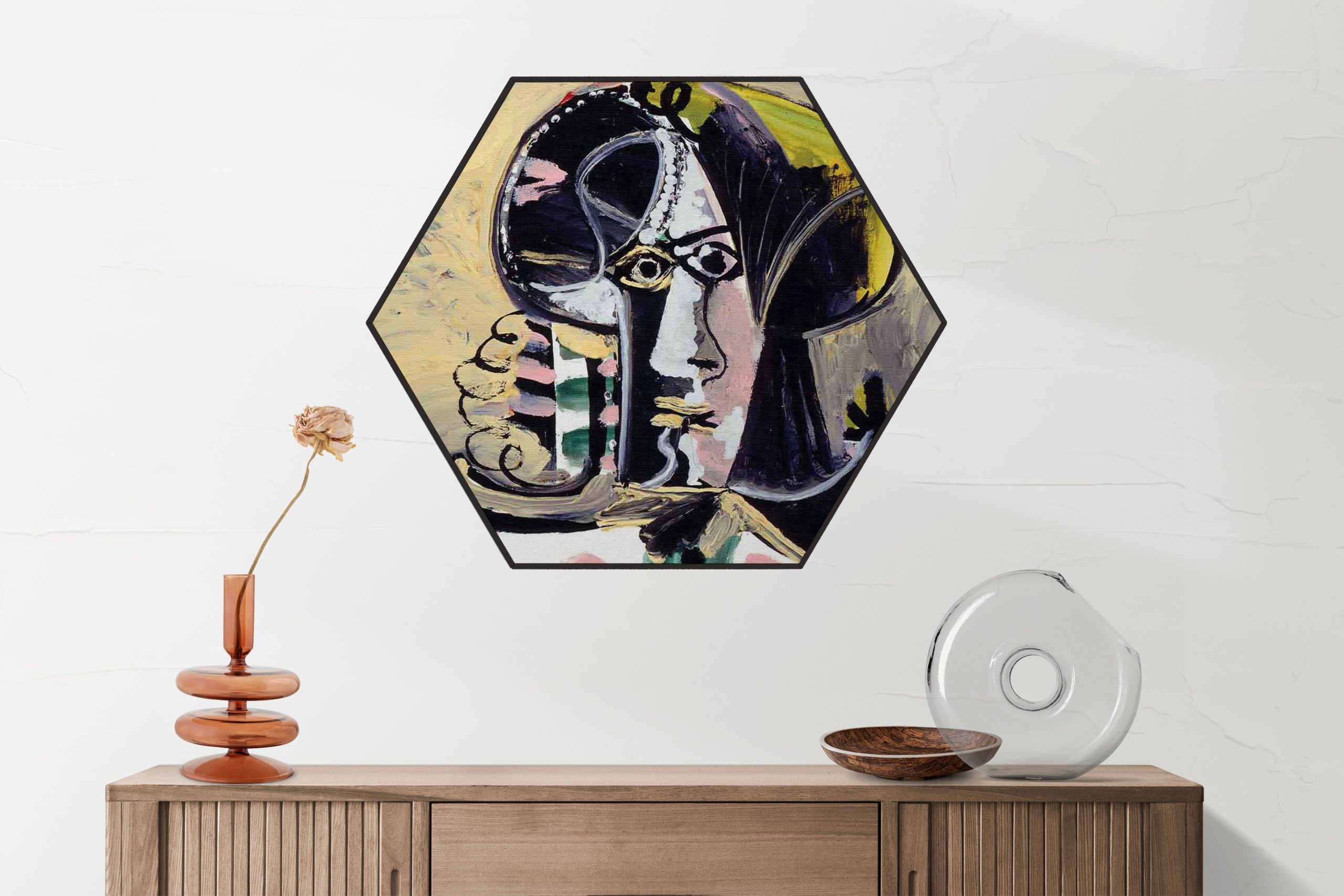 Akoestisch Schilderij Picasso Portret van een vrouw 1971 Hexagon Template Hexagon OM 15 2 scaled 1