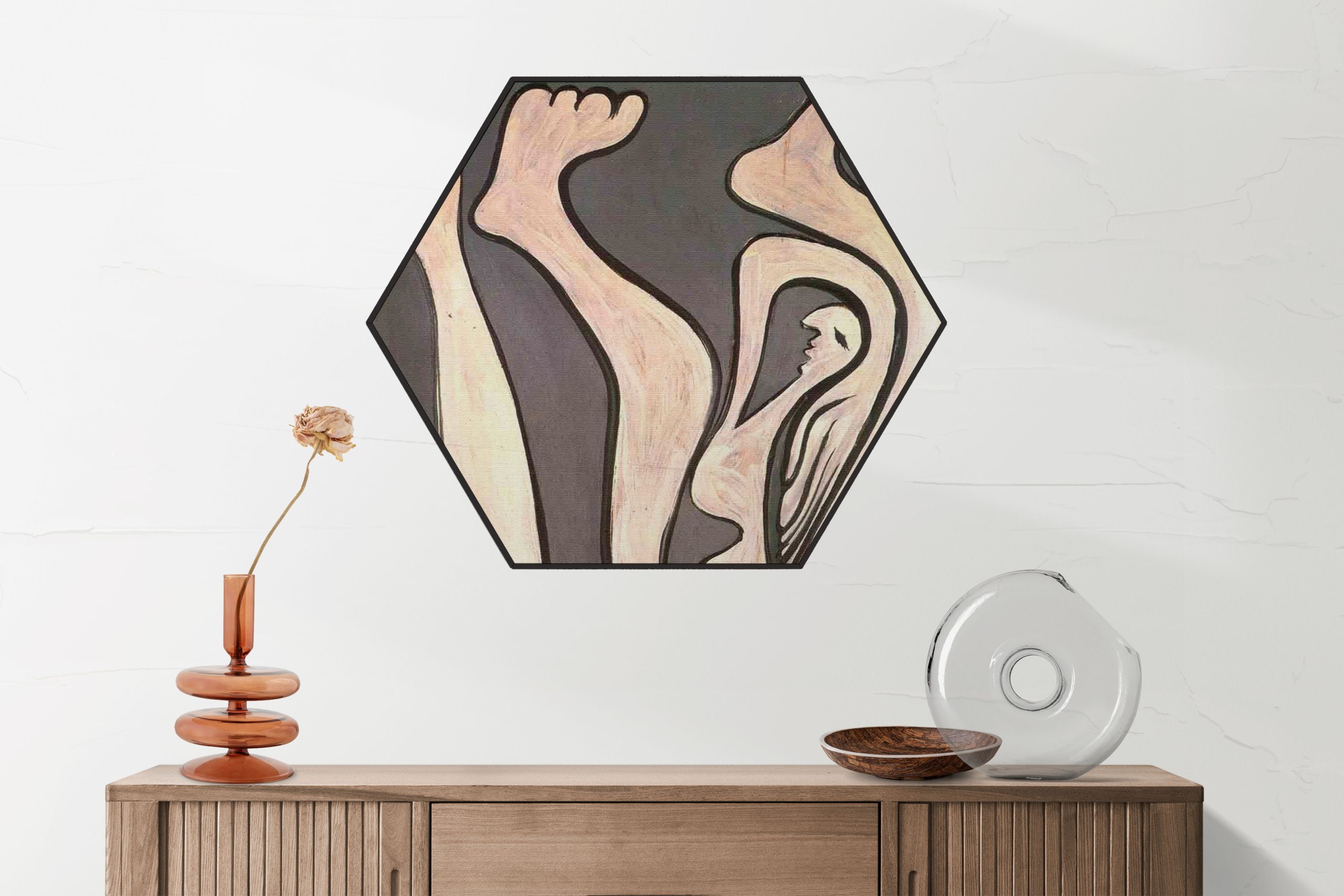 Akoestisch Schilderij Johannes Vermeer Meisje met de parel 1665-1167 Hexagon Template Hexagon OM 17 2 scaled 1