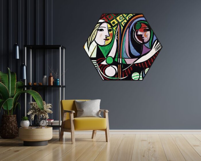 Akoestisch Schilderij Picasso Meisje voor een spiegel 1932 Hexagon Template Hexagon OM 19 1 scaled 1