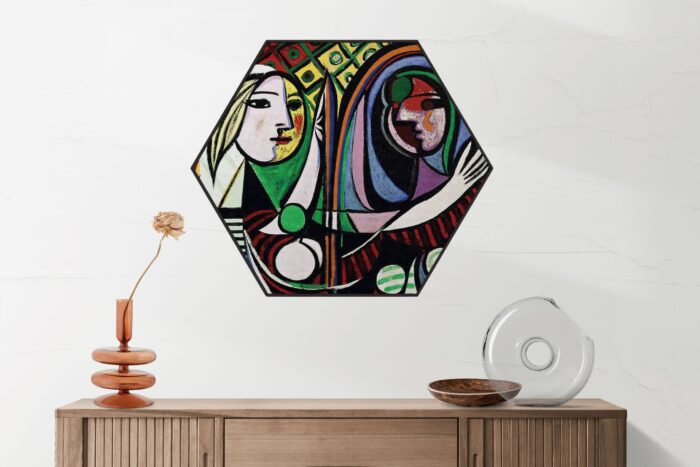 Akoestisch Schilderij Picasso Meisje voor een spiegel 1932 Hexagon Template Hexagon OM 19 2 scaled 1