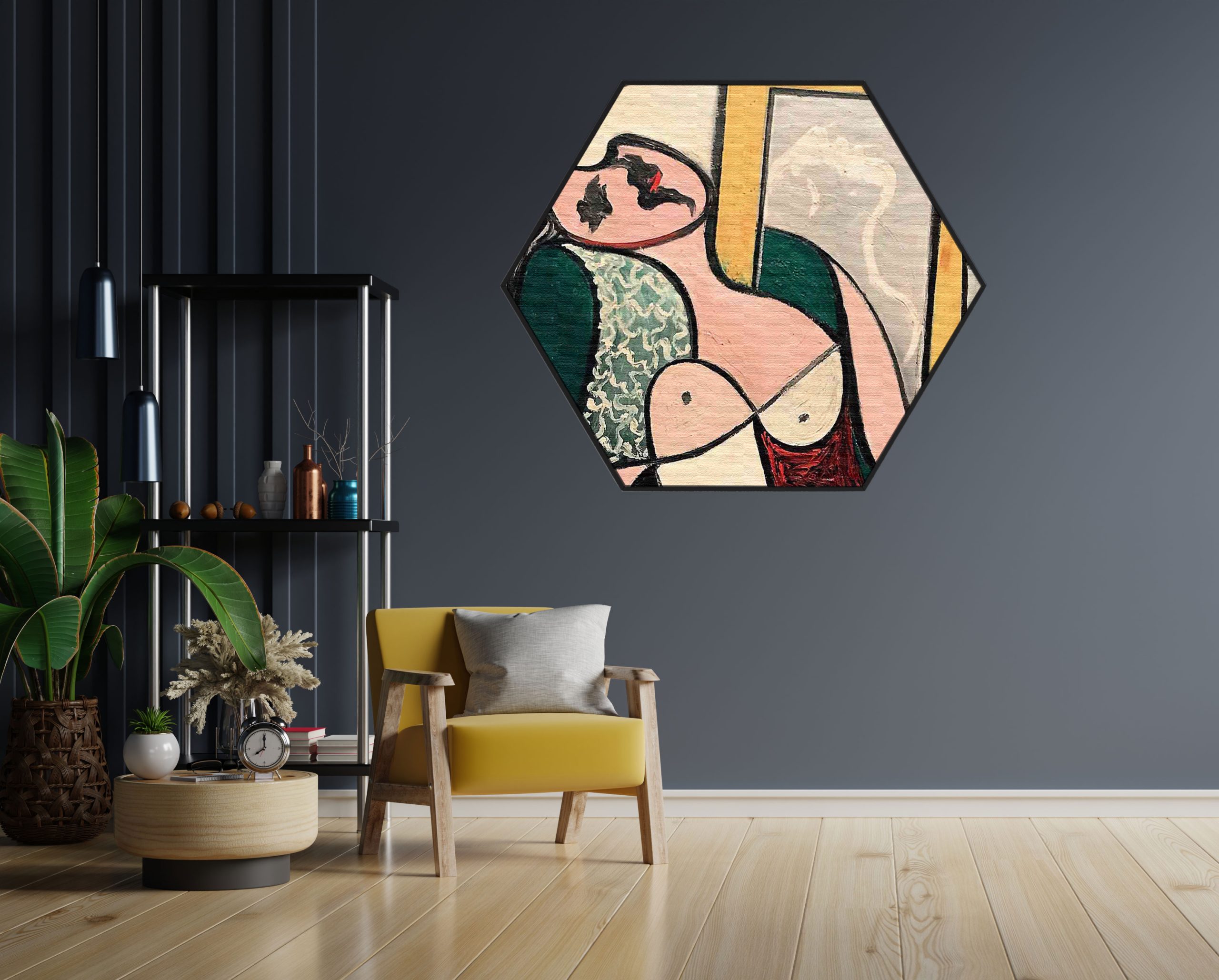 Akoestisch Schilderij Johannes Vermeer Meisje met de parel 1665-1167 Hexagon Template Hexagon OM 20 1 scaled 1