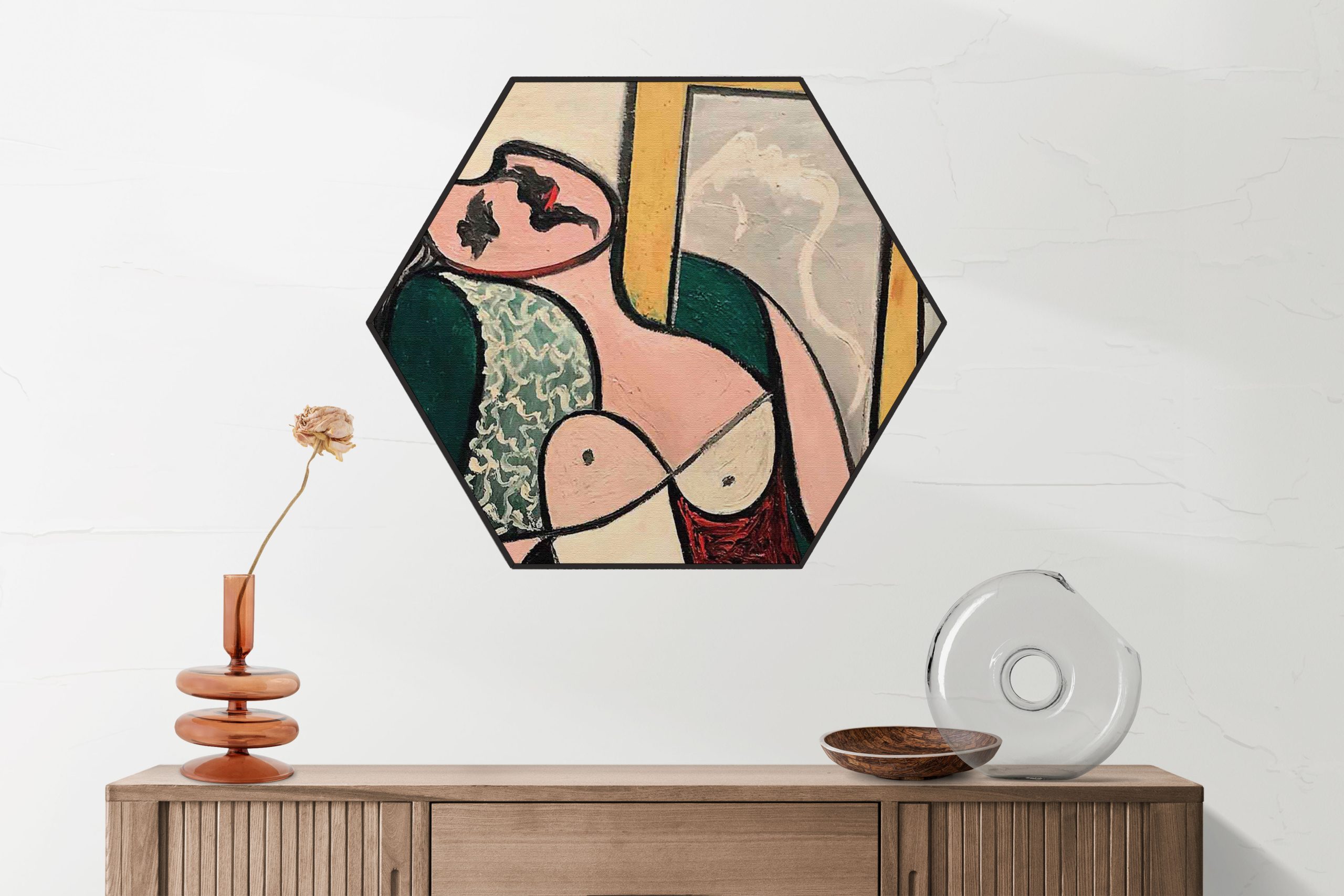 Akoestisch Schilderij Johannes Vermeer Meisje met de parel 1665-1167 Hexagon Template Hexagon OM 20 2 scaled 1