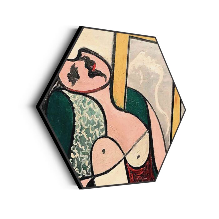 Akoestisch Schilderij Picasso Meisje kijkend naar een spiegel 1932 Hexagon Template Hexagon OM 20 scaled 1