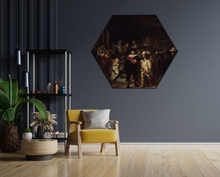Akoestisch Schilderij Johannes Vermeer Meisje met de parel 1665-1167 Hexagon Template Hexagon OM 24 1 scaled 1