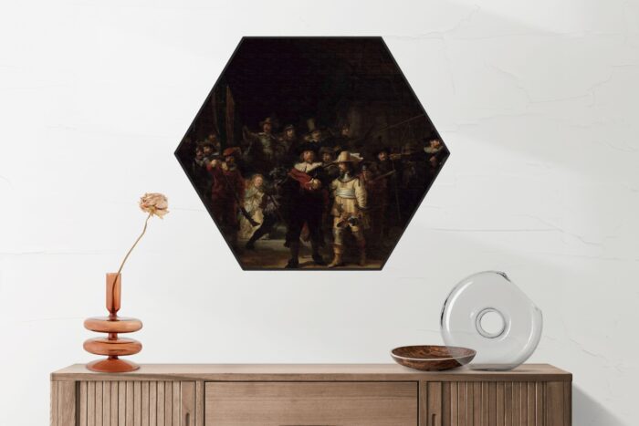 Akoestisch Schilderij Johannes Vermeer Meisje met de parel 1665-1167 Hexagon Template Hexagon OM 24 2 scaled 2