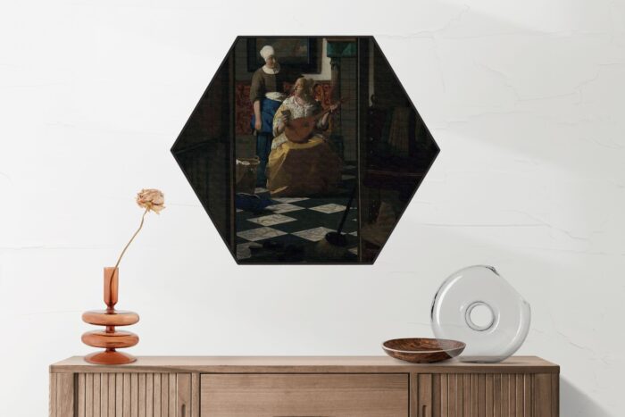 Akoestisch Schilderij Johannes Vermeer Meisje met de parel 1665-1167 Hexagon Template Hexagon OM 27 2 scaled 1