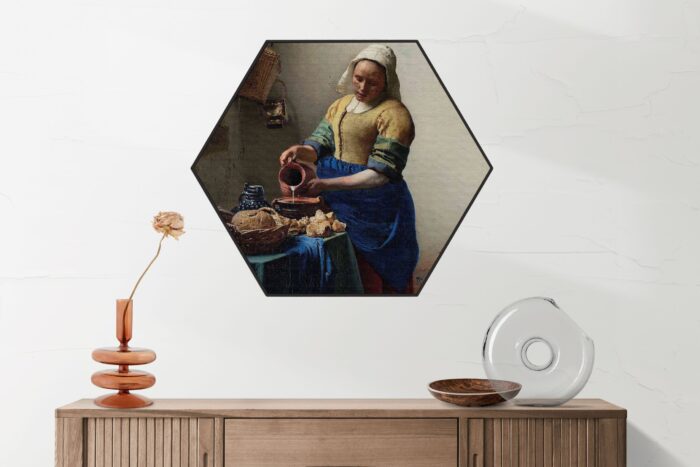 Akoestisch Schilderij Johannes Vermeer Het Melkmeisje 1660 Hexagon Template Hexagon OM 29 2 scaled 1