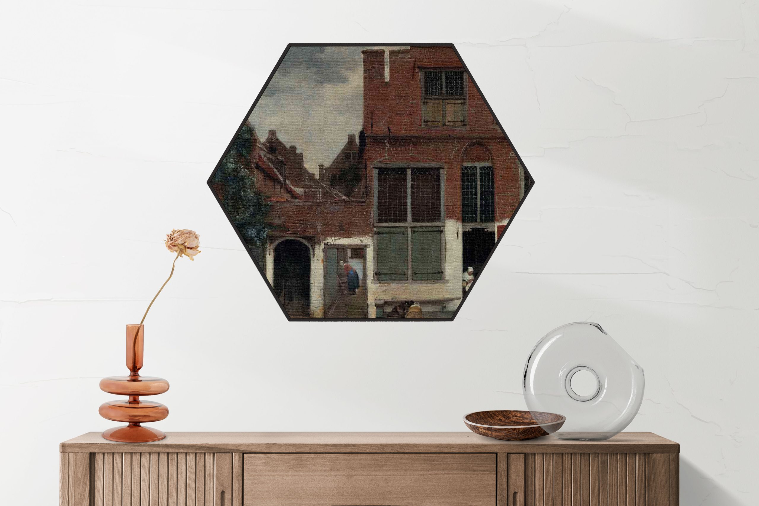 Akoestisch Schilderij Johannes Vermeer Meisje met de parel 1665-1167 Hexagon Template Hexagon OM 30 2 scaled 1