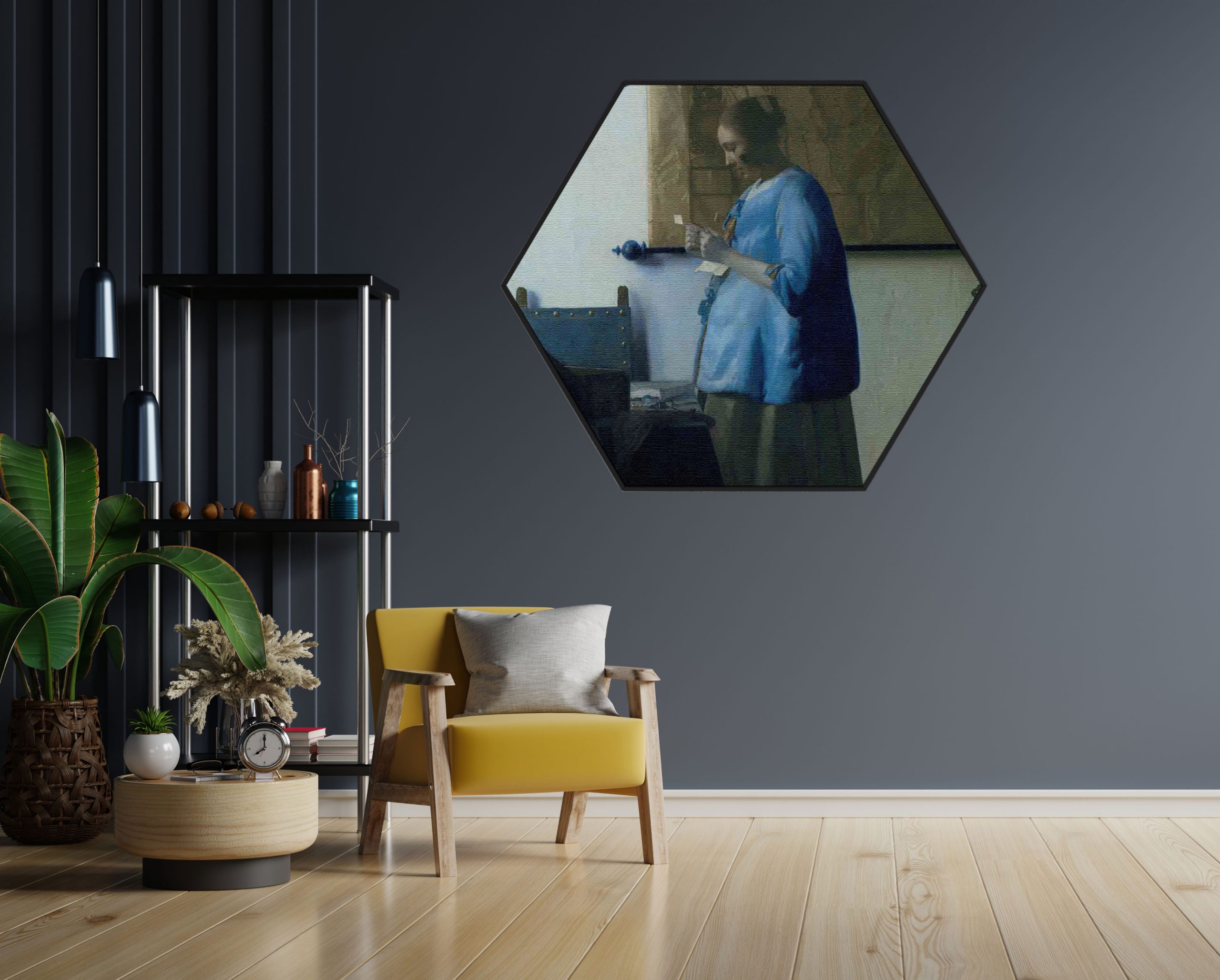 Akoestisch Schilderij Johannes Vermeer Meisje met de parel 1665-1167 Hexagon Template Hexagon OM 32 1 scaled 1