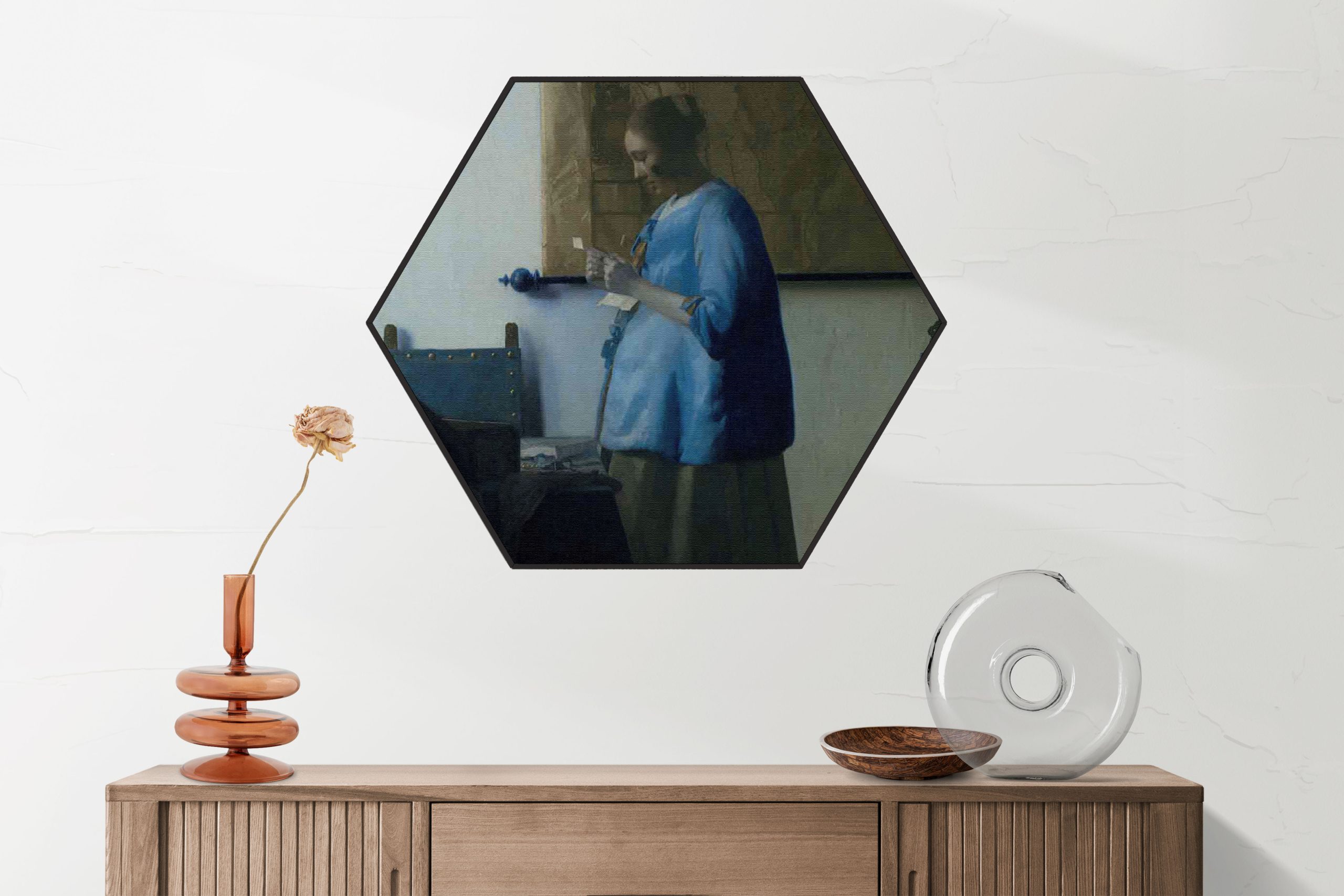 Akoestisch Schilderij Johannes Vermeer Meisje met de parel 1665-1167 Hexagon Template Hexagon OM 32 2 scaled 1