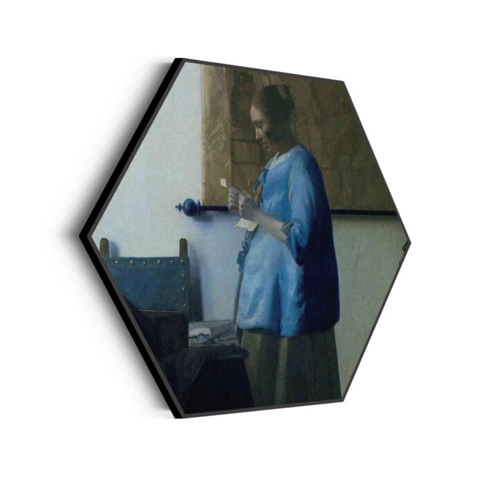 Akoestisch Schilderij Johannes Vermeer Vrouw die een Brief leest 1663 Hexagon Template Hexagon OM 32 scaled 1