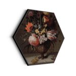 Akoestisch Schilderij Jacob Marrel Stilleven met bloemenvaas en dode kikvors 1634 Hexagon Template Hexagon OM 6 scaled 1