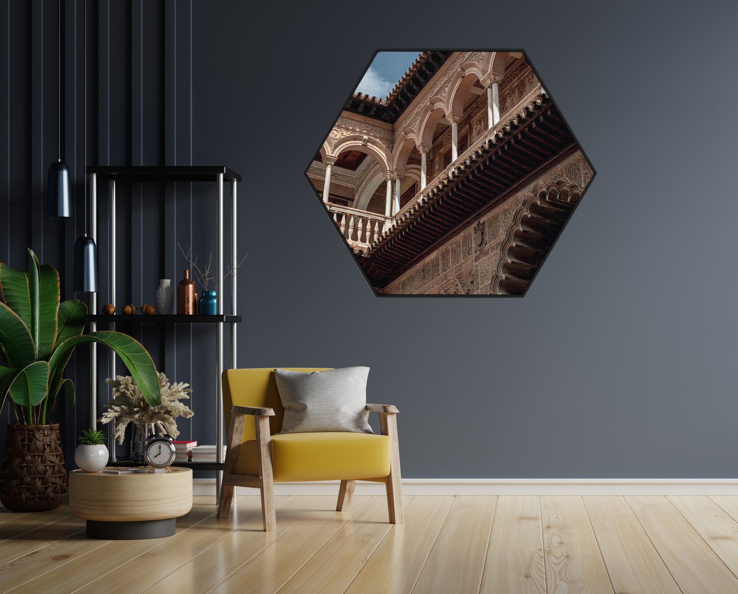 Akoestisch Schilderij Koninklijk Paleis van Sevilla Hexagon Template Hexagon Steden 15 scaled 1