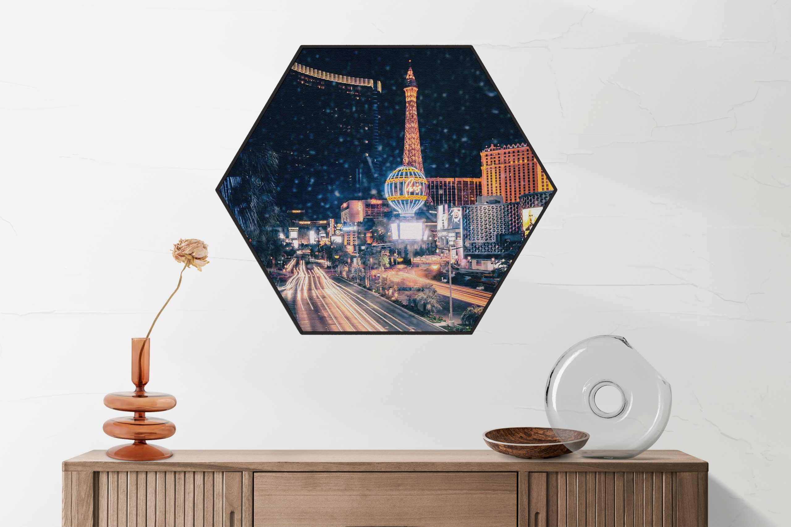 Akoestisch Schilderij Las Vegas at Night Hexagon Template Hexagon Steden 16 1 1 scaled 1