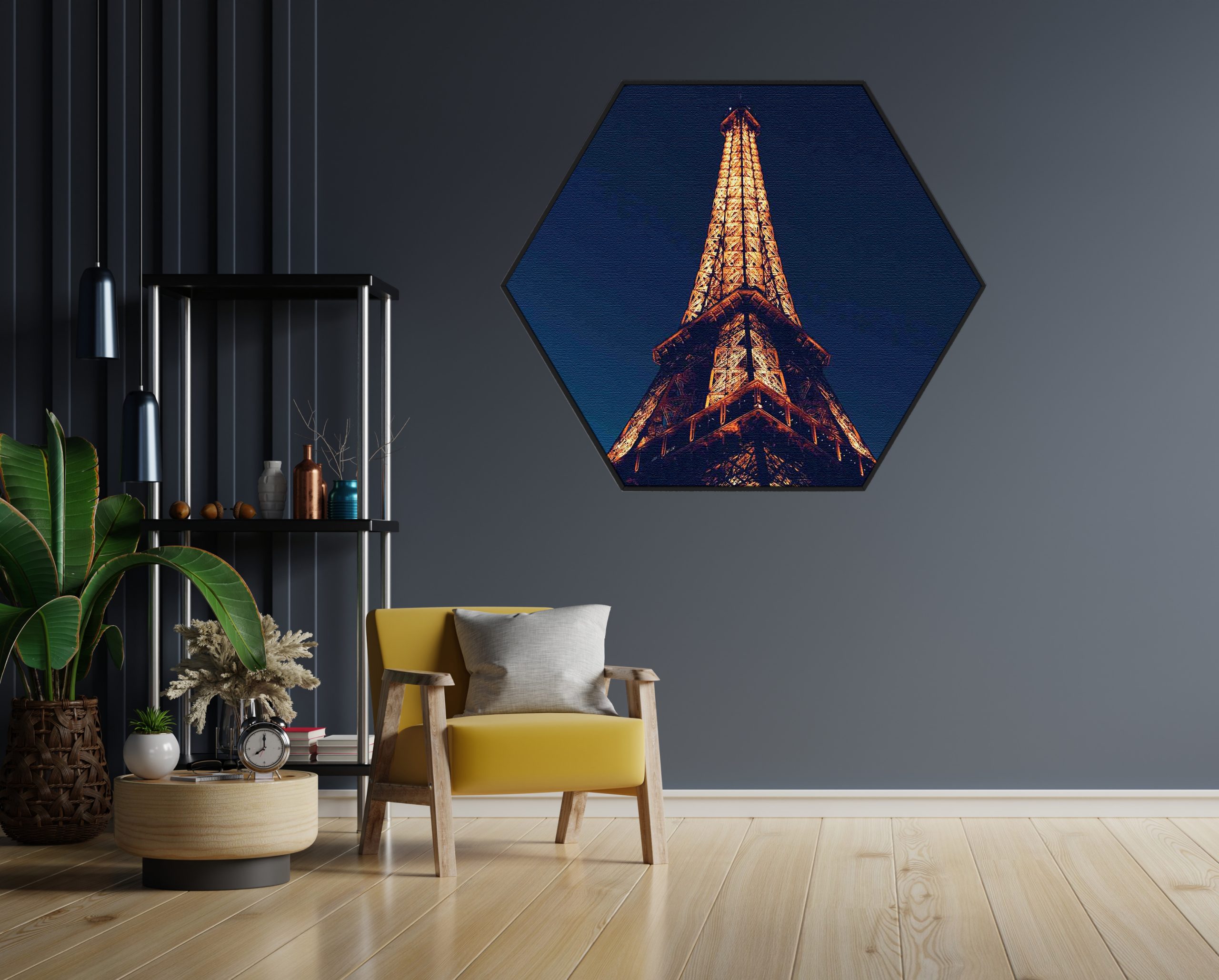 Akoestisch Schilderij Eiffeltoren Parijs at Night Hexagon Template Hexagon Steden 23 2 scaled 1