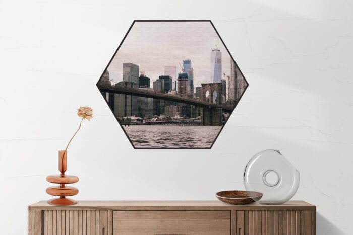 Akoestisch Schilderij Brooklyn Bridge New York Hexagon Template Hexagon Steden 24 2 scaled 1