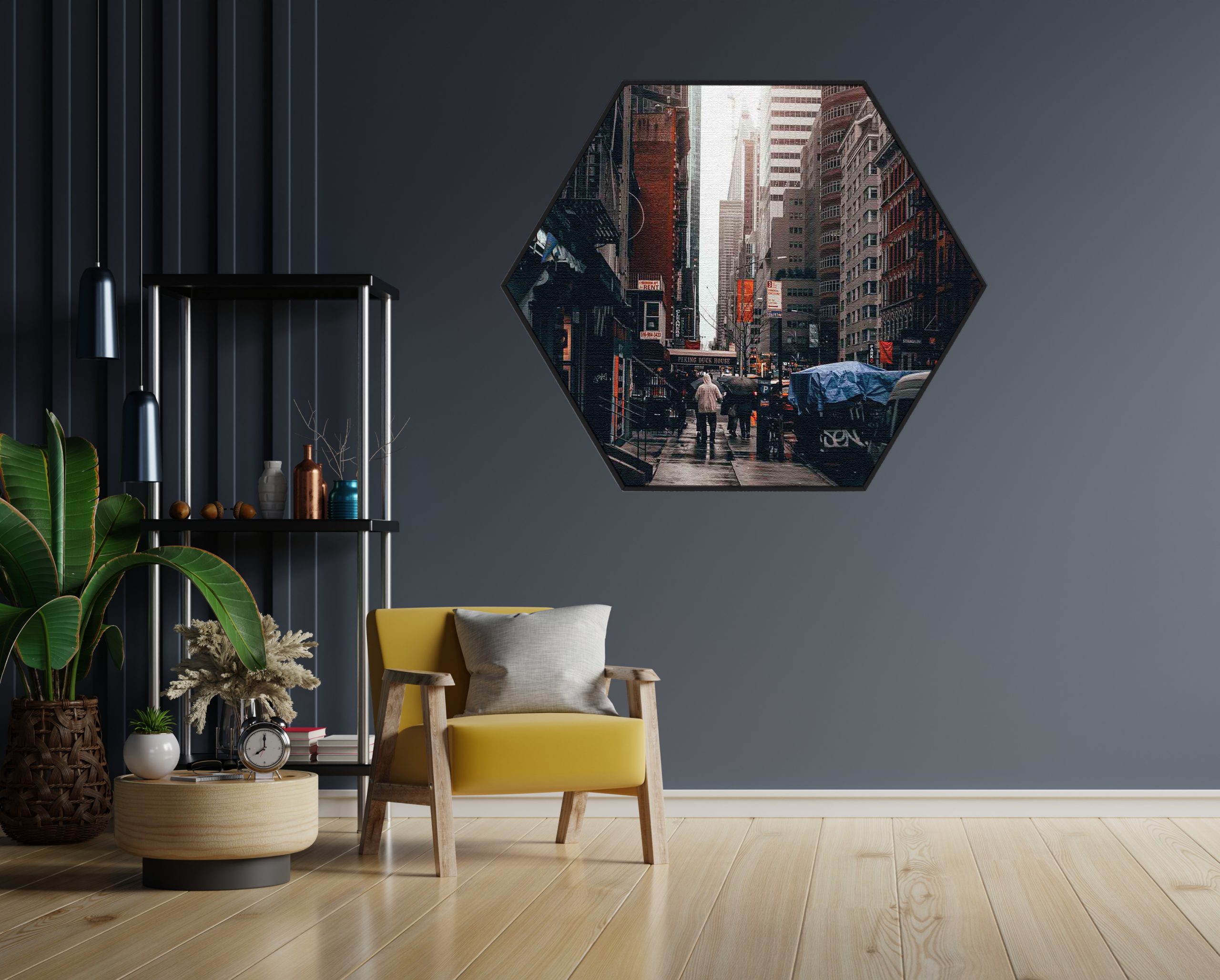 Akoestisch Schilderij New York Raining Day Hexagon Template Hexagon Steden 27 1 scaled 1