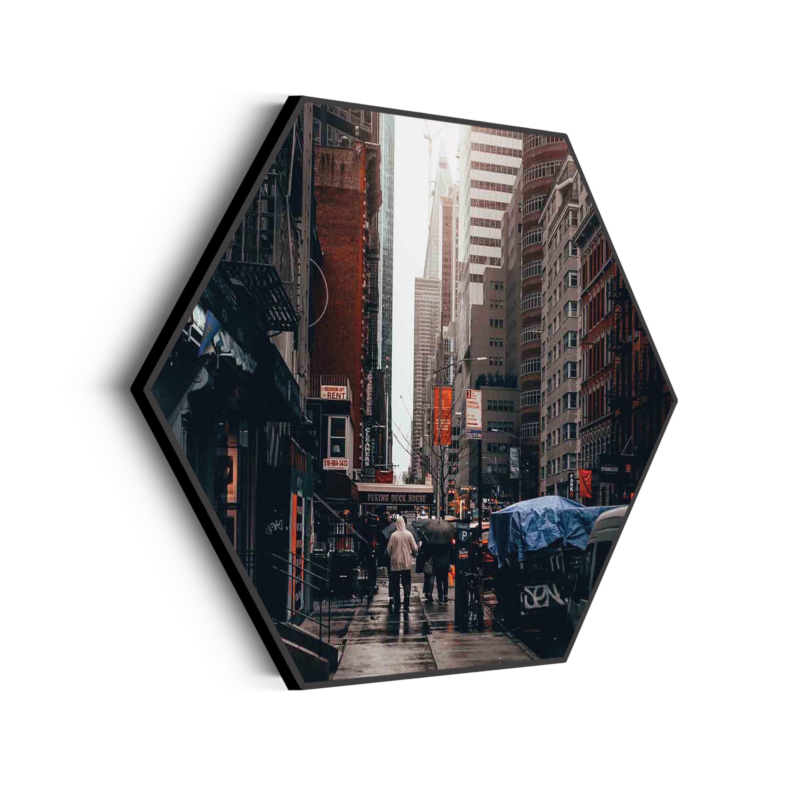 Akoestisch Schilderij New York Raining Day Hexagon Template Hexagon Steden 27 scaled 1