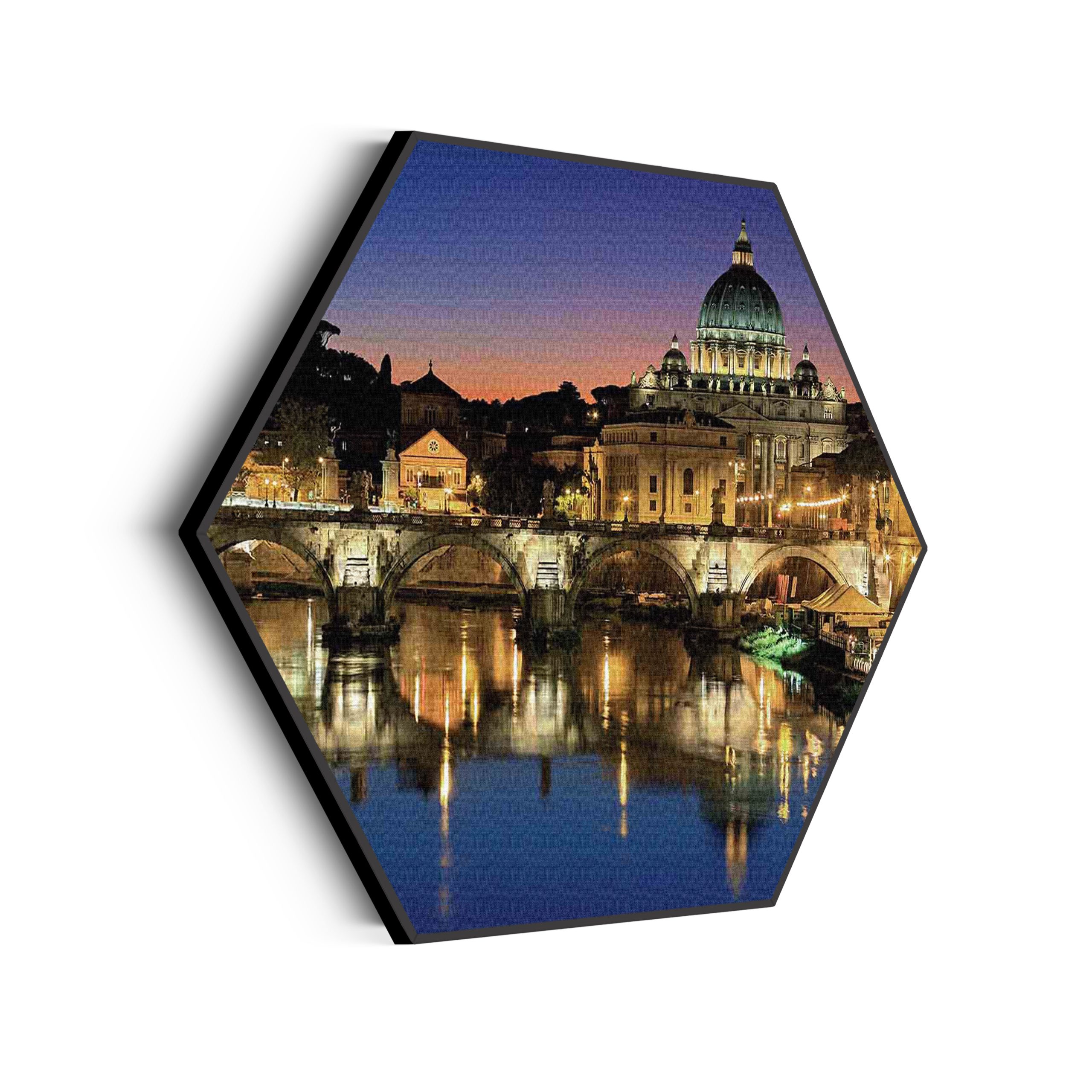 Akoestisch Schilderij Rivier Tiber Rome at Night Hexagon Template Hexagon Steden 29 scaled 1