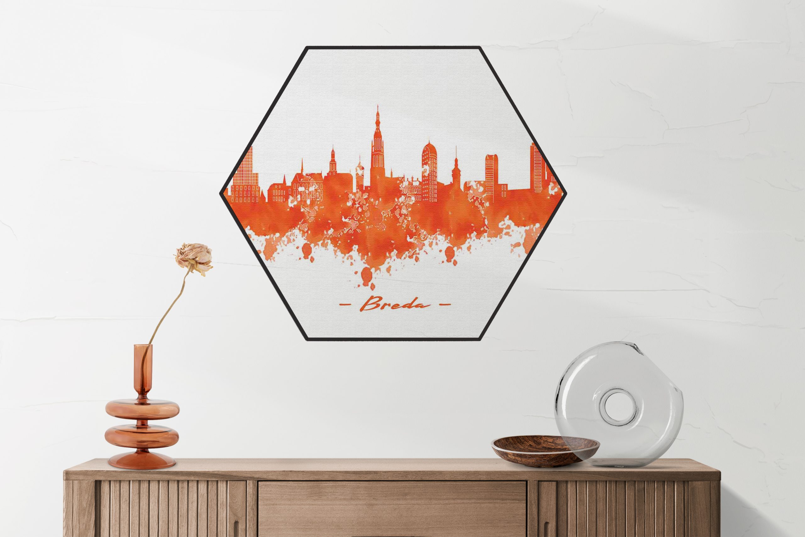 Akoestisch Schilderij Skyline Breda Watercolor Paint Hexagon Template Hexagon Steden 3 1 scaled 1