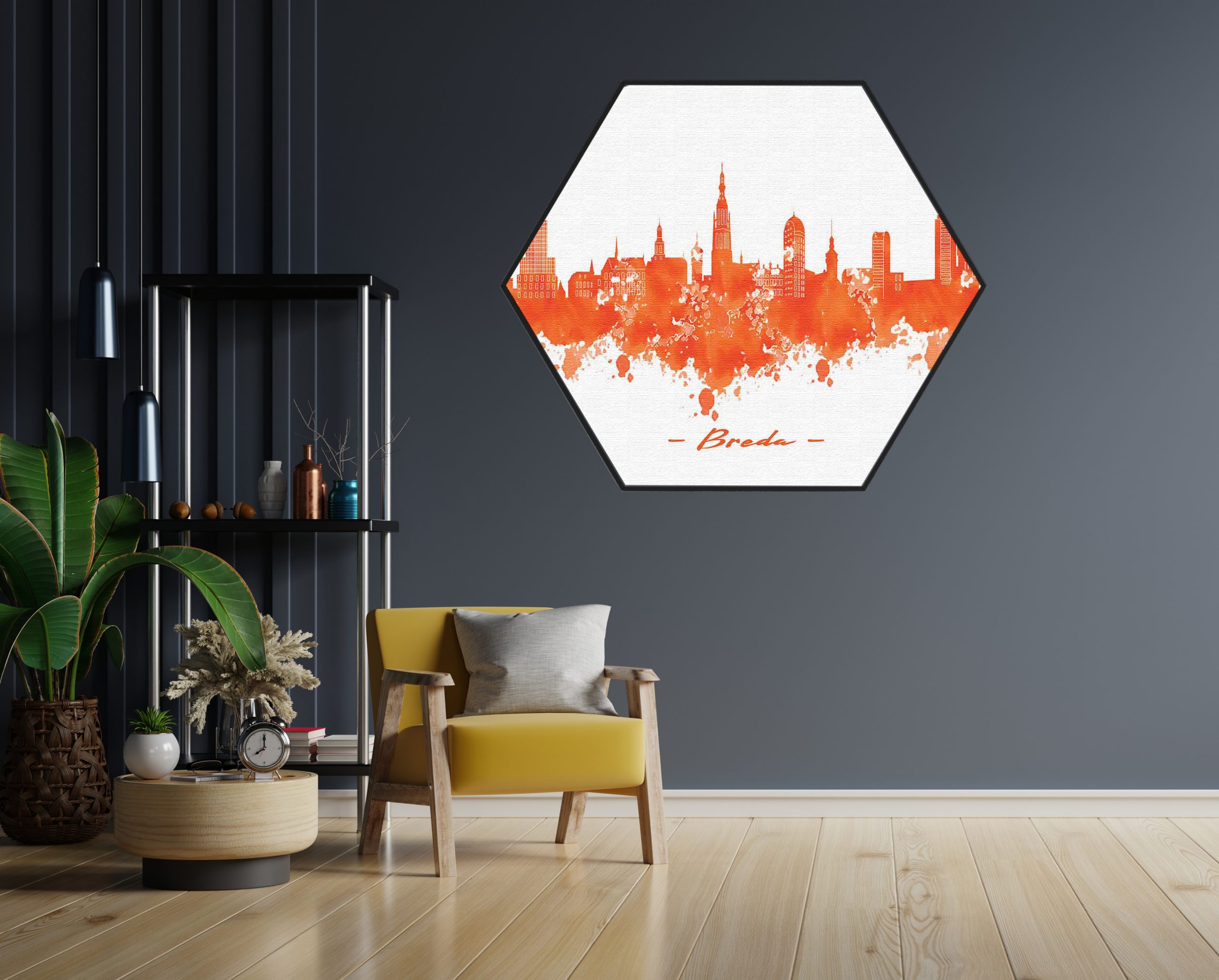 Akoestisch Schilderij Skyline Breda Watercolor Paint Hexagon Template Hexagon Steden 3 2 scaled 1