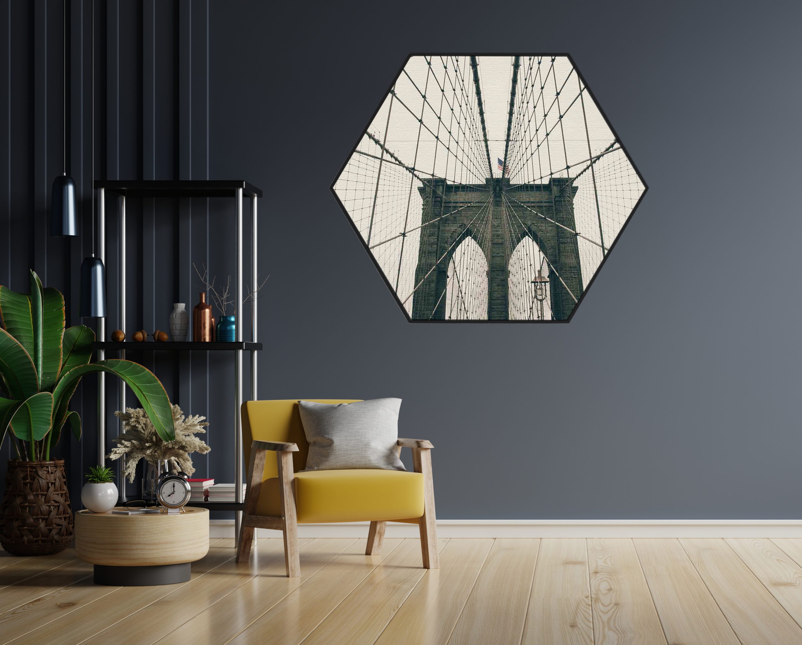Akoestisch Schilderij Brooklyn Bridge New York City Hexagon Template Hexagon Steden 41 scaled 1