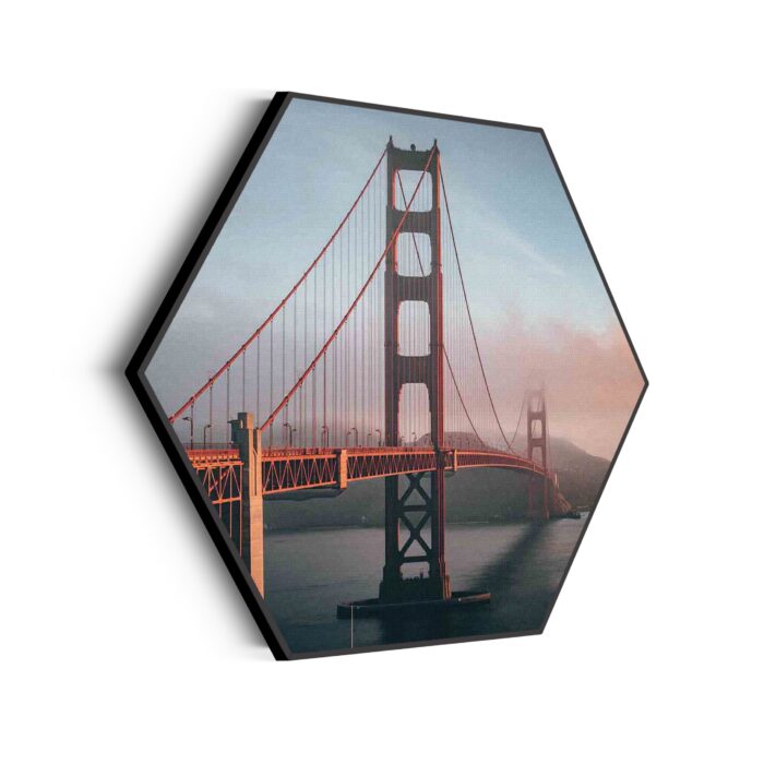 Akoestisch Schilderij Golden Gate Bridge San Francisco Hexagon Template Hexagon Steden 49 scaled 1