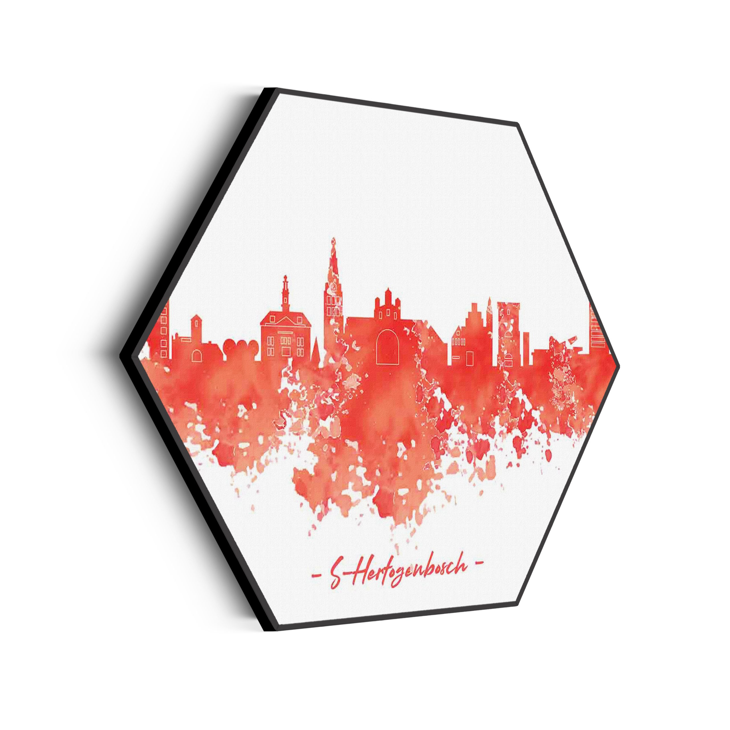 Akoestisch Schilderij Skyline 's-Hertogenbosch Watercolor Paint Hexagon Template Hexagon Steden 54 2 scaled 1