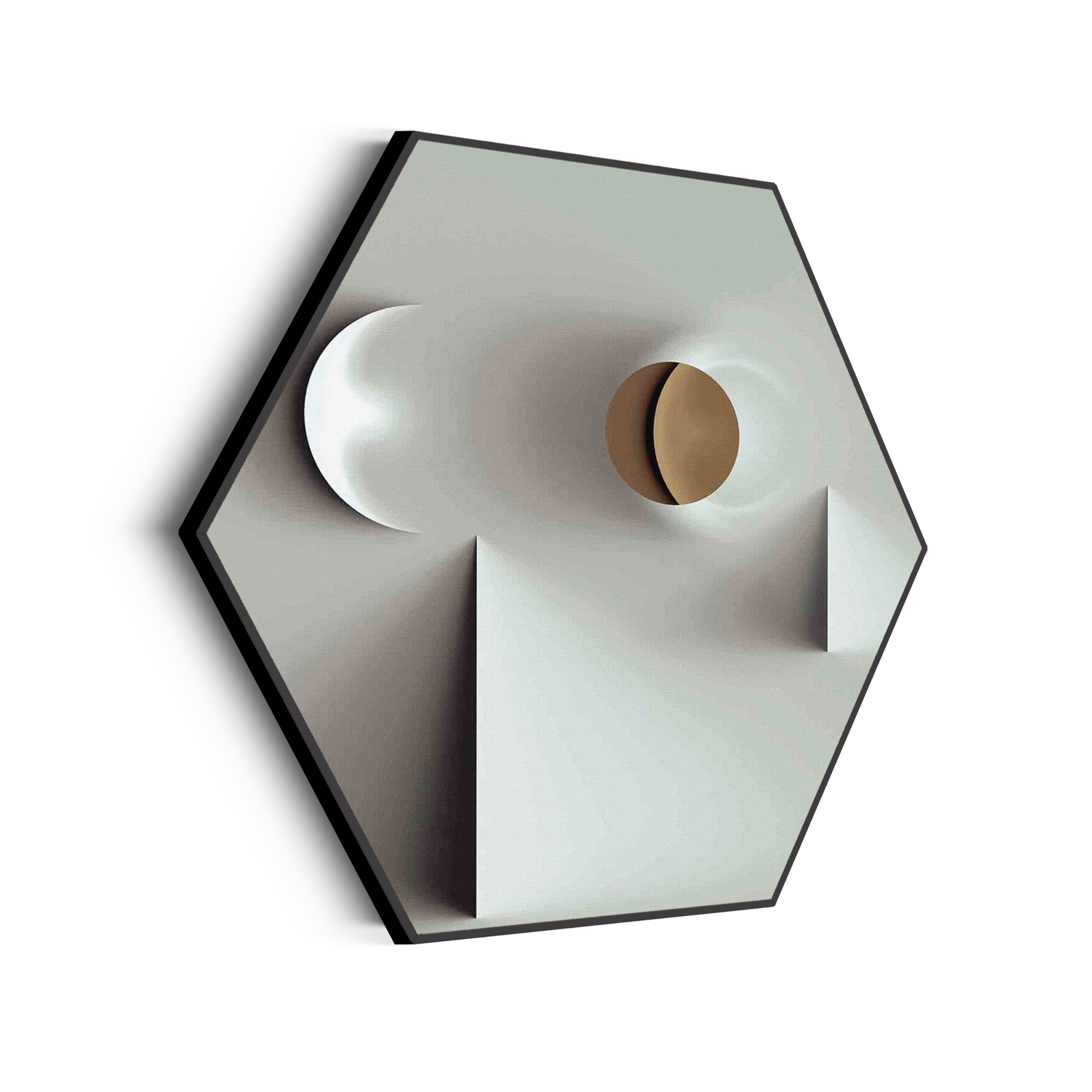 Akoestisch Schilderij Scandinavisch Wit met Goudkleurig Element Hexagon Template Hexagon abstract 01 scaled 1