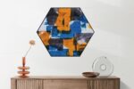 Akoestisch Schilderij Scandinavisch Wit met Goudkleurig Element Hexagon Template Hexagon abstract 03 2 scaled 1