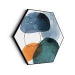 Akoestisch Schilderij Scandinavisch Wit met Goudkleurig Element Hexagon Template Hexagon abstract 08 scaled 1