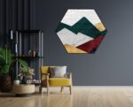 Akoestisch Schilderij Scandinavisch Wit met Goudkleurig Element Hexagon Template Hexagon abstract 09 1 scaled 1