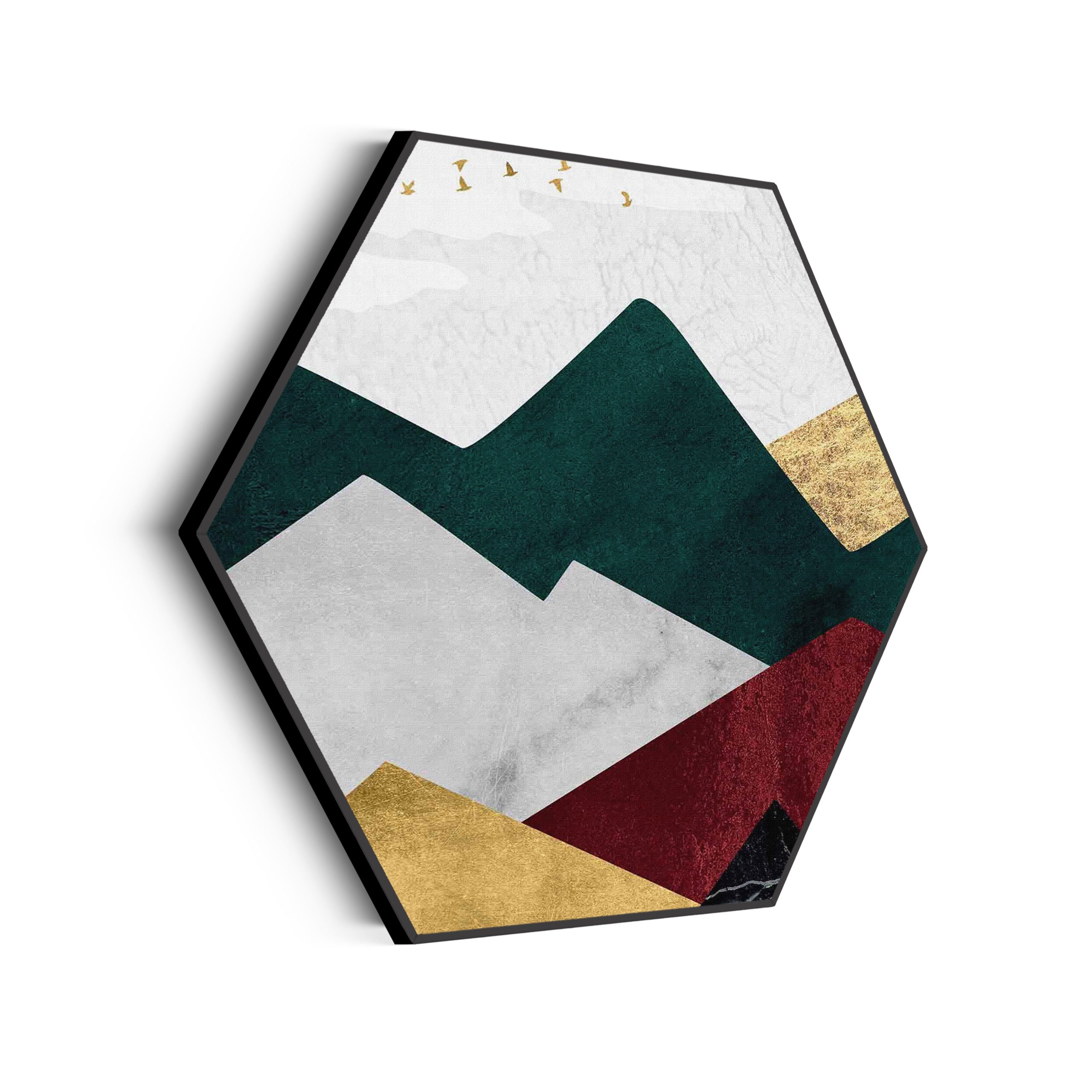 Akoestisch Schilderij Scandinavisch Wit met Goudkleurig Element Hexagon Template Hexagon abstract 09 scaled 1