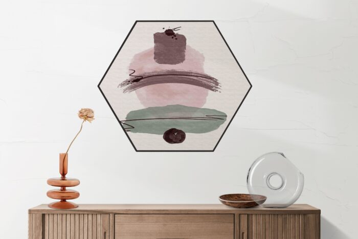 Akoestisch Schilderij Scandinavisch Roze en Groen Tinten Hexagon Template Hexagon abstract 109 2 scaled 1