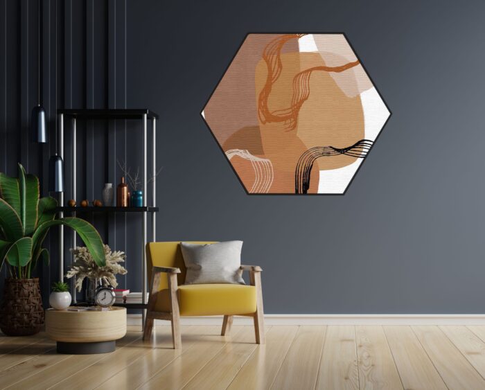 Akoestisch Schilderij Scandinavisch Wit met Goudkleurig Element Hexagon Template Hexagon abstract 14 1 scaled 1
