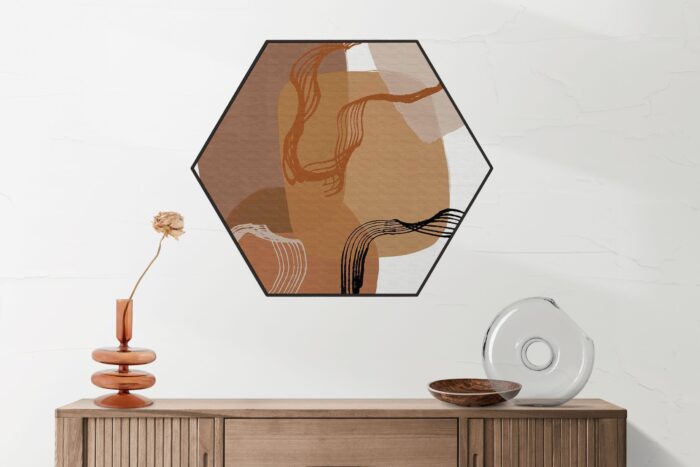 Akoestisch Schilderij Scandinavisch Wit met Goudkleurig Element Hexagon Template Hexagon abstract 14 2 scaled 1
